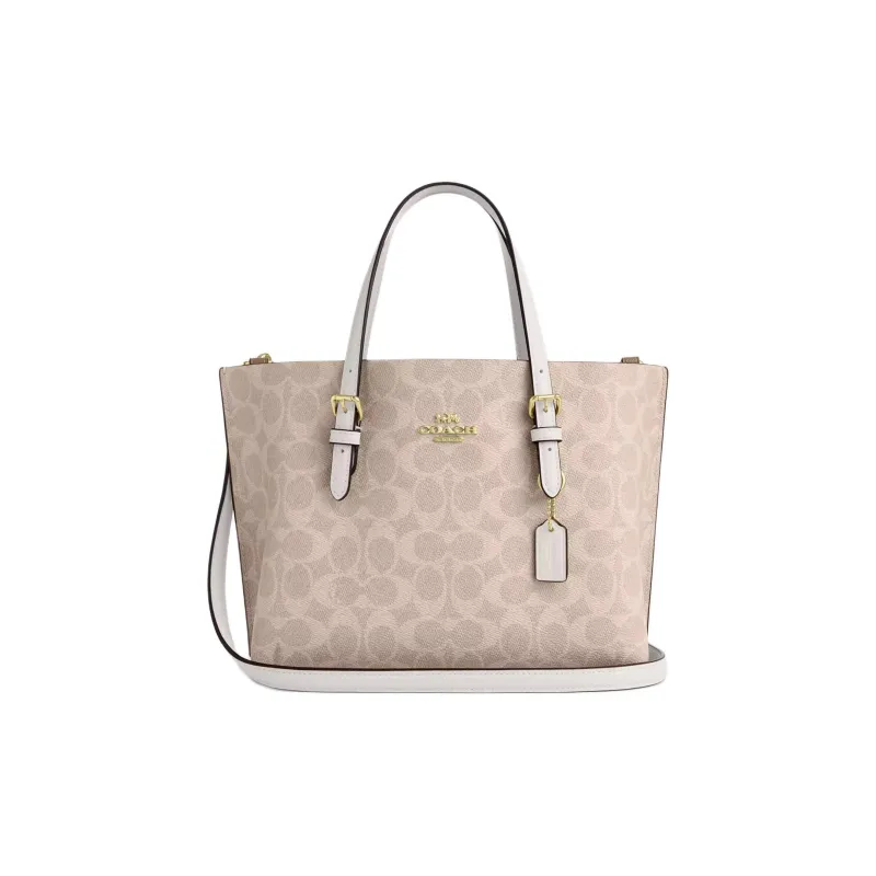 COACH Mollie Coated Canvas Tote Bag Shopping Bag Shoulder Bag Crossbody Bag Handbag Medium Size Women's Sand & Chalk-0