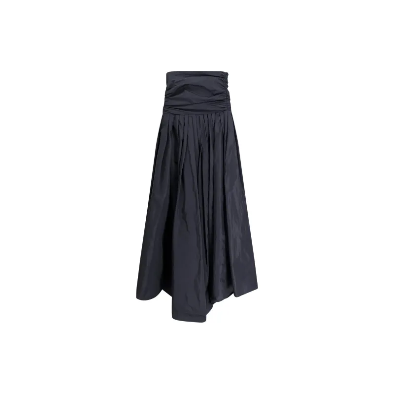 PINKO Strapless Pleated Asymmetric Midi Dress-1