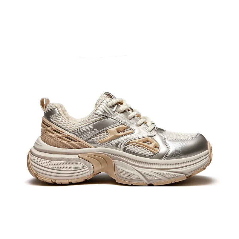 CAMEL Silver Python Anti Slip And Wear Resistant Coverage Low Top Chunky Sneakers Unisex-5