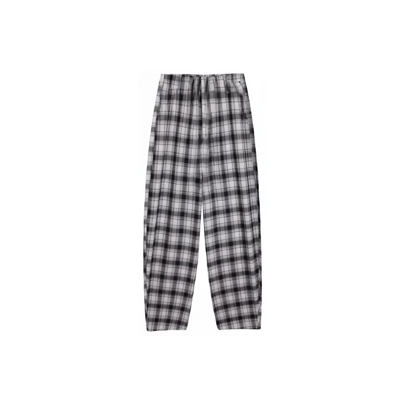 Aghr Casual Pants Women's Black White Plaid-1