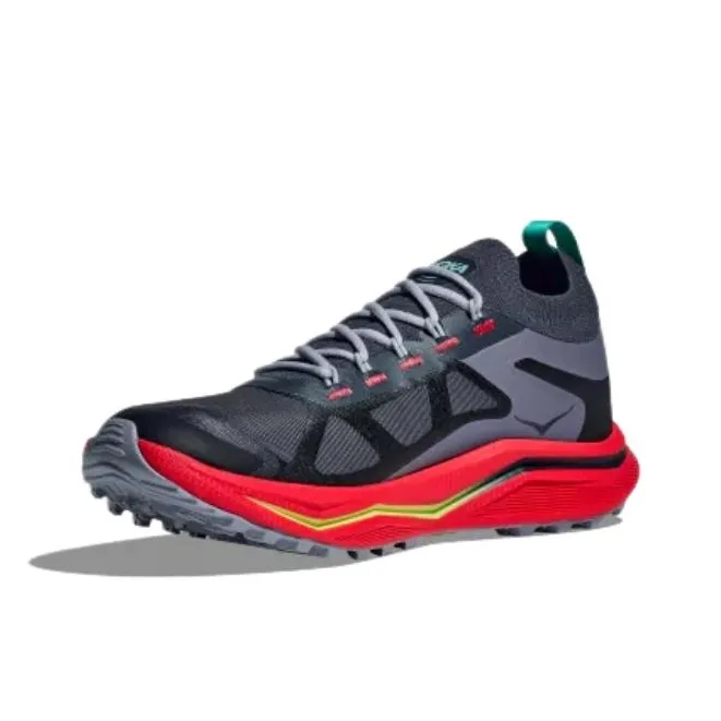HOKA ONE ONE Zinal 2 Cushioning Low Top Running Shoes Men's Black Red-1