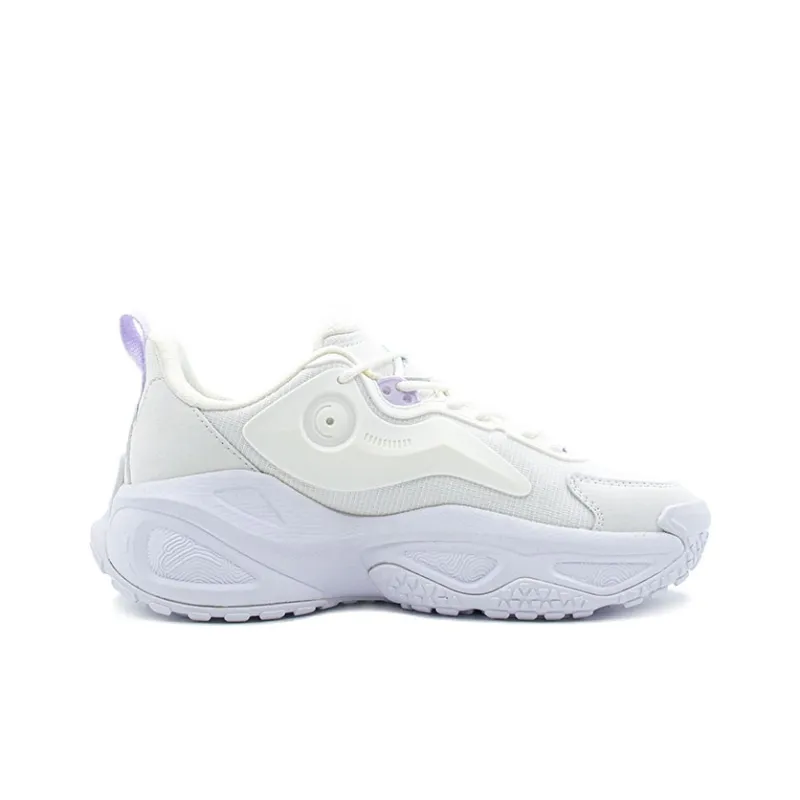 PEAK Cushioned Wear Resistant Slip Resistant Low Top Chunky Sneakers Women's All White Opt Blue-1