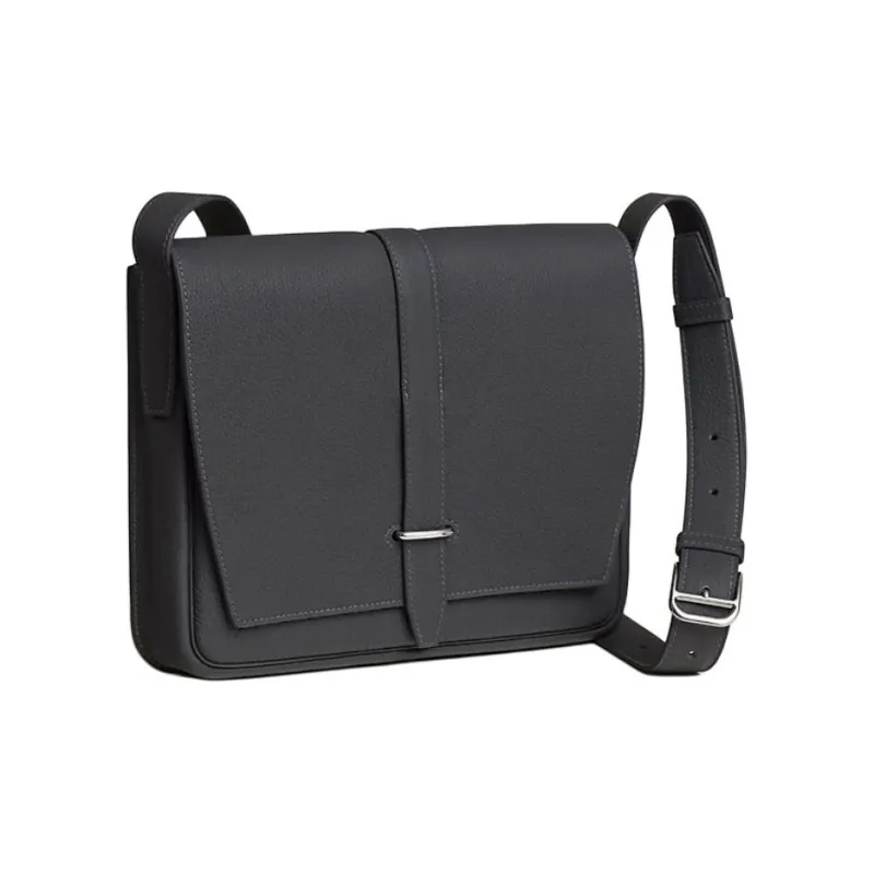 HERMES Steve Light Junior Togo Calfskin Messenger Bag Shoulder Bag Regular Men's Slate Color-1