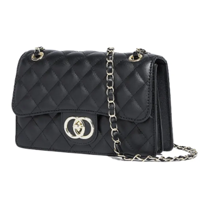 Yalu PU Shoulder Bag, Crossbody Bag, Small Square Bag Regular Women's Ecru/Black-4
