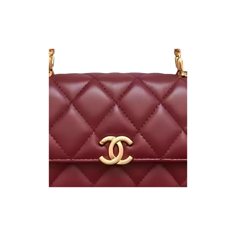 CHANEL Gold Metal With Lambskin Kelly Bag, Shoulder Bag, Crossbody Handbag Tubas Women's Burgundy-1