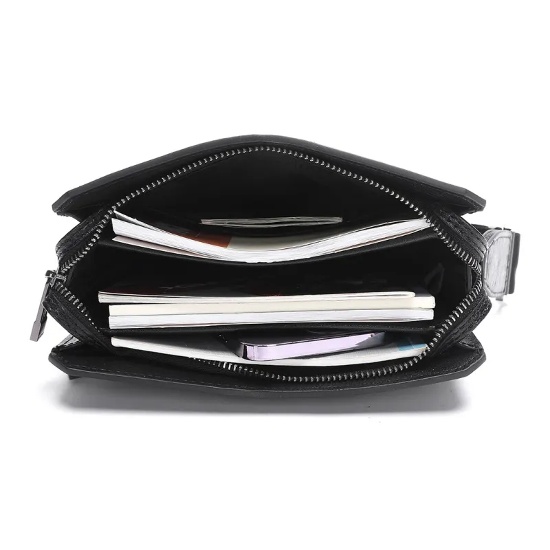ELLE HOMME Cow Leather Shoulder Bag Regular Men's Black-6