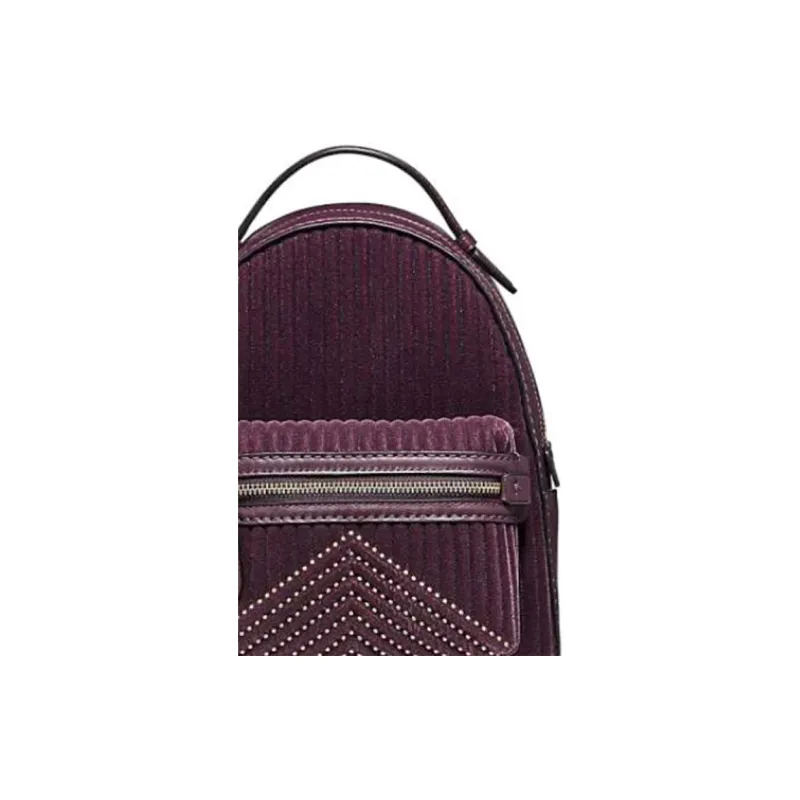 COACH Campus Velvet With Calfskin Backpack Medium Size Women's Purple-1
