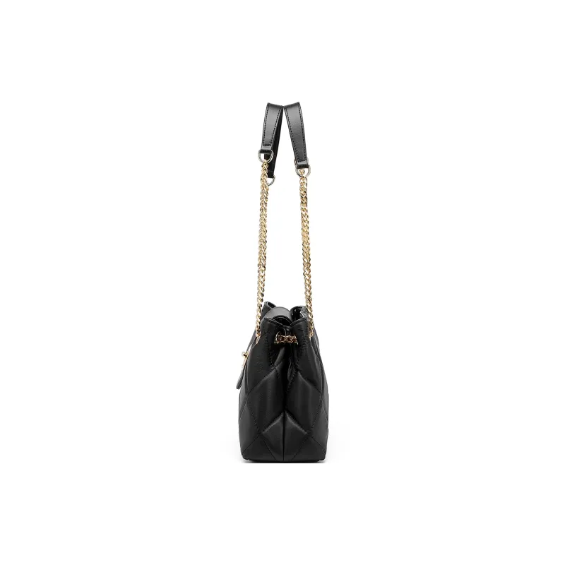 ST&SAT Cow Leather With Synthetic Leather Underarm Shoulder Bag Women's White/Black-9