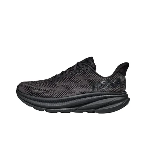 zapatillas de running HOKA ONE ONE ultra trail amarillas Clifton 9 Anti-Slip Wear-Resistant Low-Top Casual Running Shoes Women's Black Loose Fit