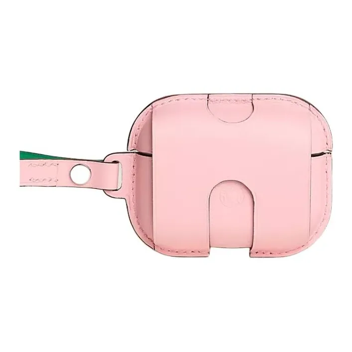 HERMES Swift Cow Leather AirPods Pro2 Protective Case Earphone Case Women's Pink & Green-2