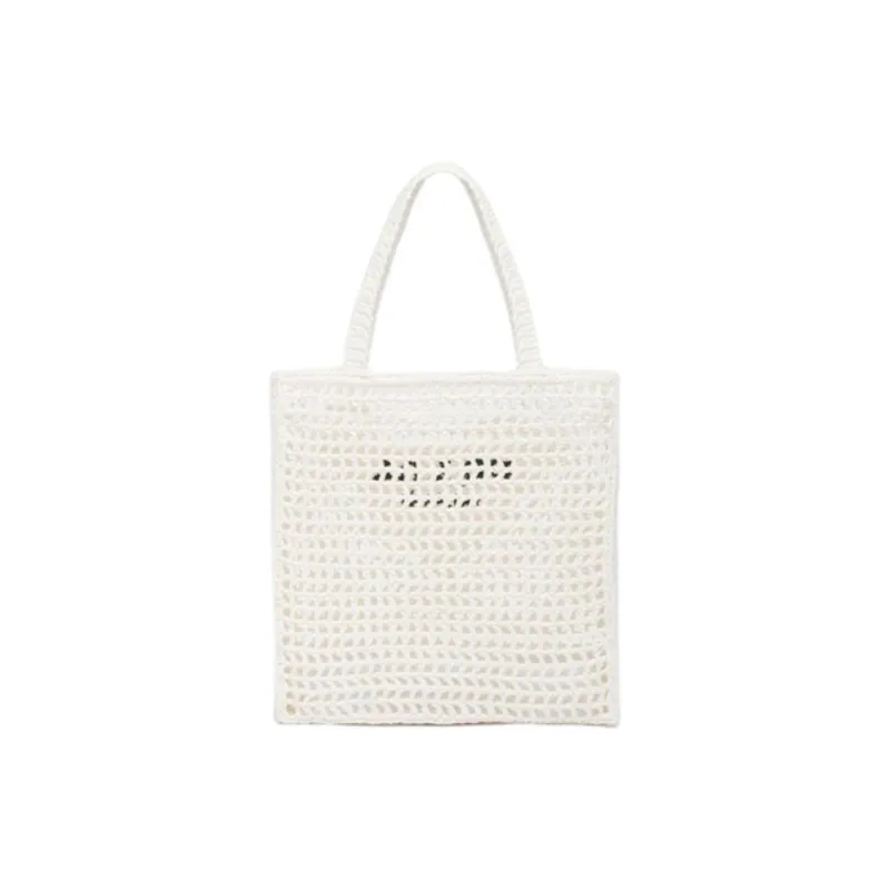 PRADA Raffia One Shoulder Handbags Women's White-3