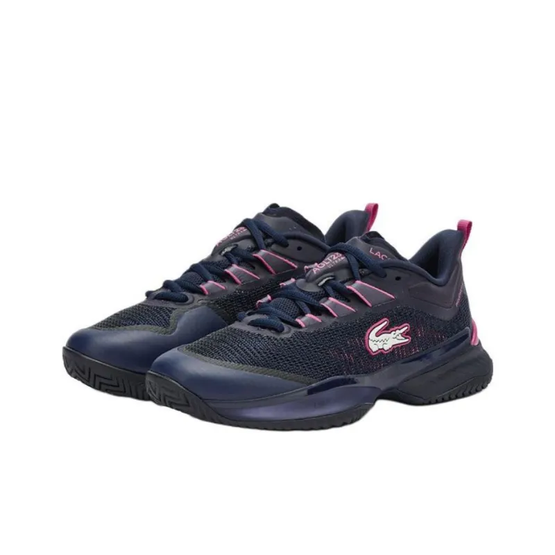 LACOSTE Abrasion Resistant Low Top Tennis Shoes Women's Navy Blue-2