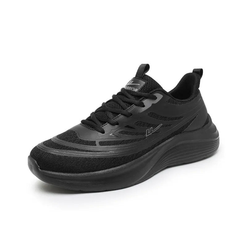 Warrior Cushioning Breathable Lightweight Low Top Casual Training Long Distance Running Running Shoes Men's Black-2