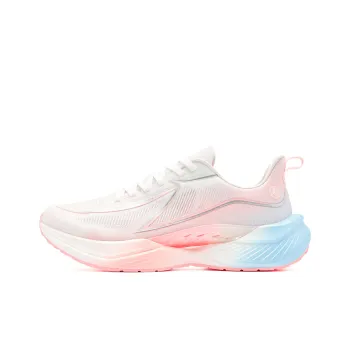 QIAODAN Cushioned Slip Resistant Abrasion Resistant Low Top Casual Running Shoes Men's White Pink