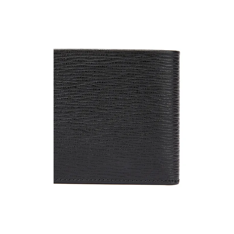 FERRAGAMO Leather Wallet Men's Black Blue-5