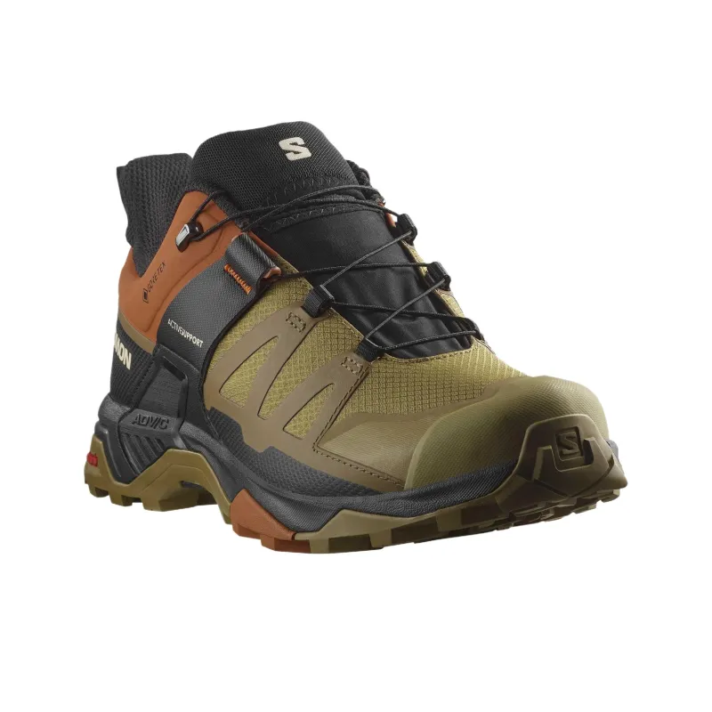 SALOMON X Ultra 4 Waterproof Grip Low Top Hiking Shoes Men's Olive Green-2