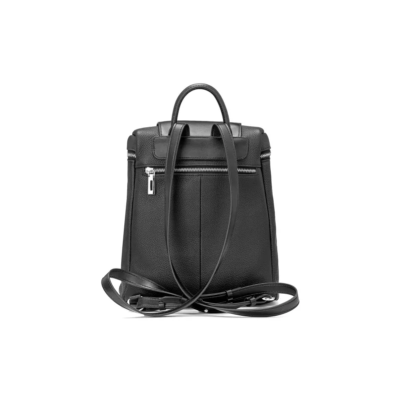 ROBERTA DI CAMERINO Top Grain Cow Leather Backpack Unisex Elegant Black/Elephant Gray-3