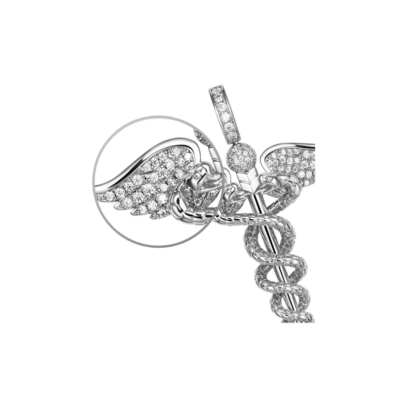 APORRO Full Rhinestone Embellished Wings Pendant Necklaces Unisex 18K White Gold Plated/18K Gold-1