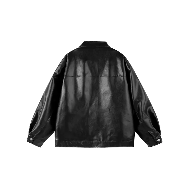 VS WHAT Leather Jacket Women's Coffee-1