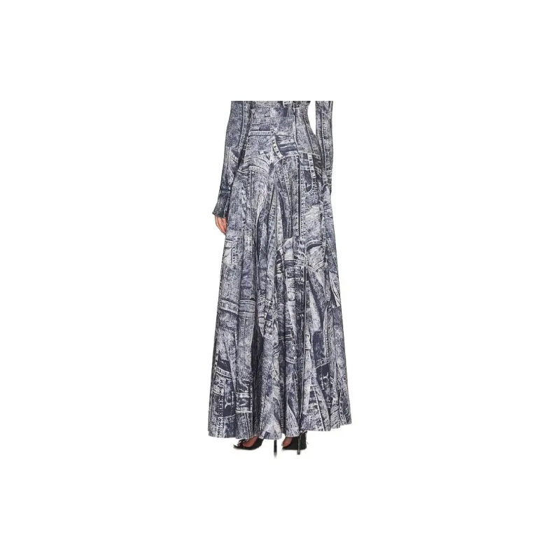 NORMA KAMALI Denim Long Skirts Women's Blue-1