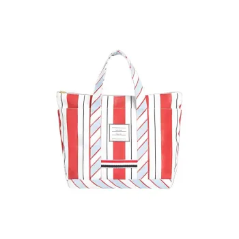 THOM BROWNE Logo Patch Striped Tote Bag