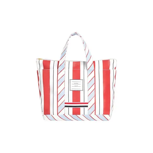 THOM BROWNE Logo Patch Striped Tote Bag