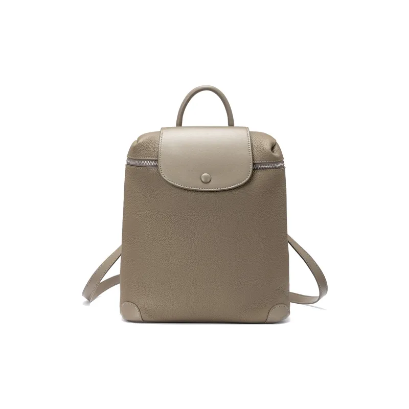 ROBERTA DI CAMERINO Top Grain Cow Leather Backpack Unisex Elegant Black/Elephant Gray-5