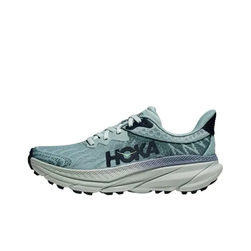 HOKA ONE ONE Challenger 7 Anti-Slip Wear-Resistant Low-Top Running Shoes Women's Gray Blue