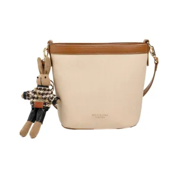BEMIX PETS PU Shoulder Bag Women's Ecru & Brown