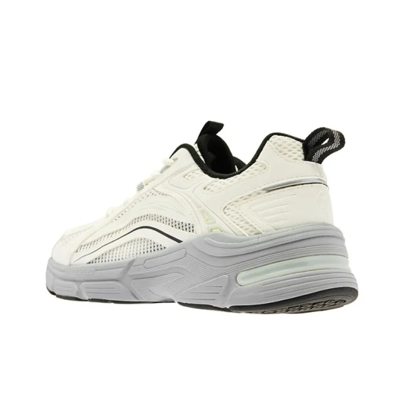 QIAODAN Cushioning Wear Resistant Low Top Running Shoes Men's Gray White-2