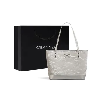 C°BANNER Synthetic Leather Shoulder Bag Crossbody Bag Handbag Tote Large Size Women's Silver