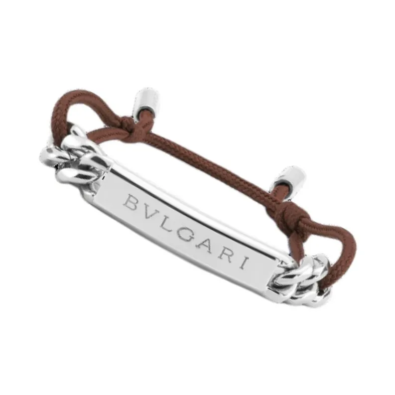 BVLGARI Fabric Bracelets Men's Brown-1