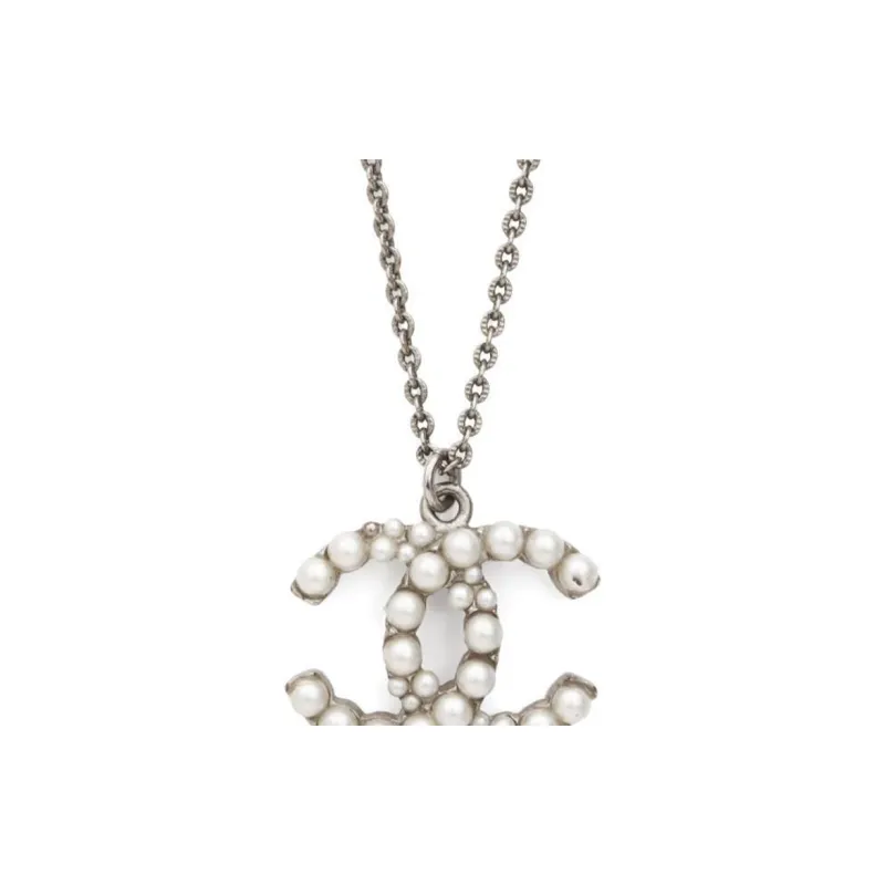 CHANEL 2014 Cc Logo Faux-pearl Pendant Necklace-2