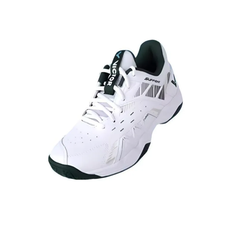 VICTOR Cushioned Slip Resistant Abrasion Resistant Low Top Badminton Shoes Unisex White Green-2