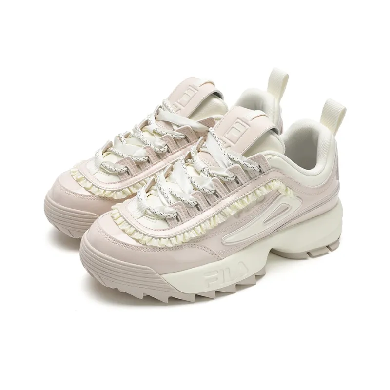 FILA Disruptor 2 Cushioning, Wear Resistant Low Top Casual Shoes Women's Pink White-3