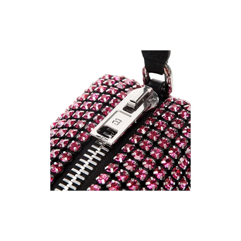 Alexander Wang Heiress Cow Leather Patchwork With Fabric Shoulder Bag Clutch Women's Peach Pink-3