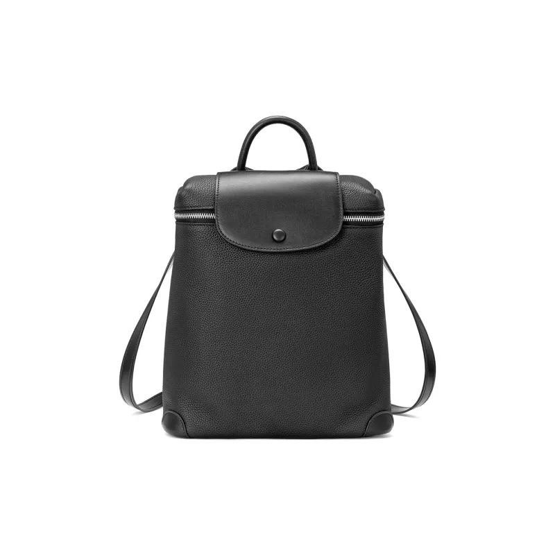 ROBERTA DI CAMERINO Top Grain Cow Leather Backpack Unisex Elegant Black/Elephant Gray-0