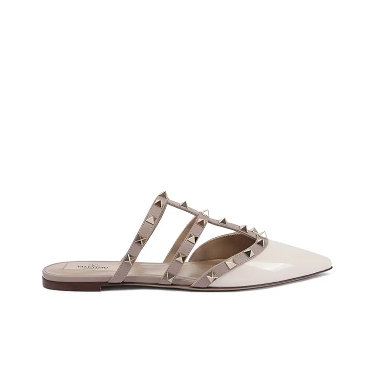 Valentino ROCKSTUD Closed Toe Slippers Women's Ivory White-1