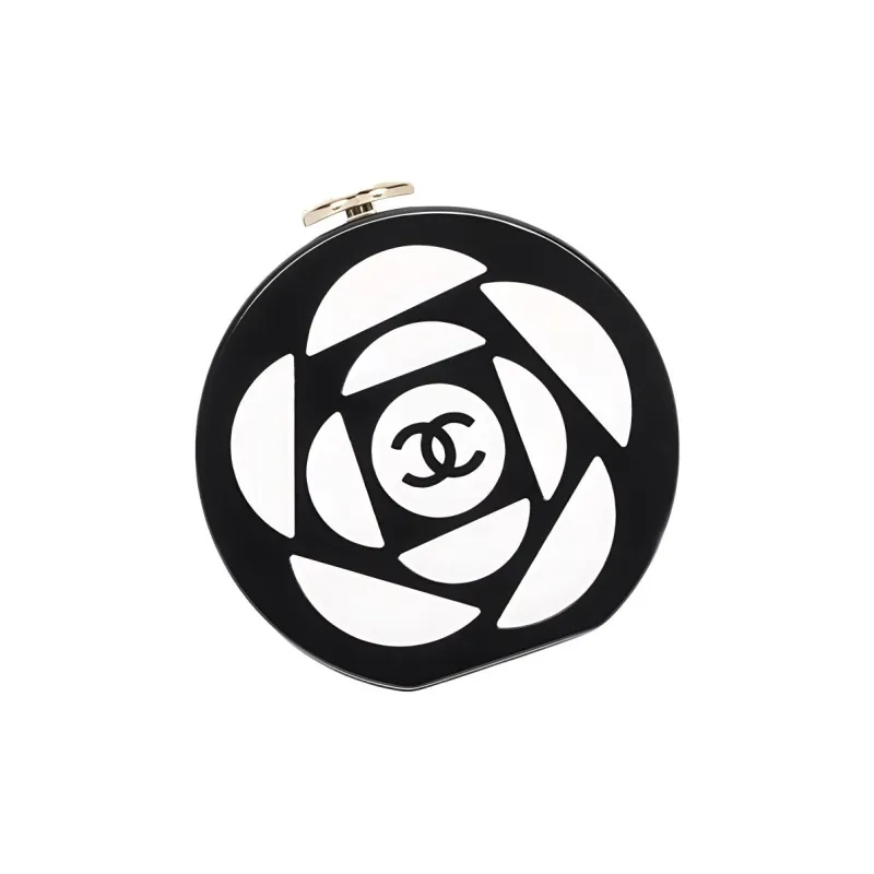 CHANEL Resin Glass Makeup Box, Crossbody Bag, Shoulder Bag Women's Black & White-0