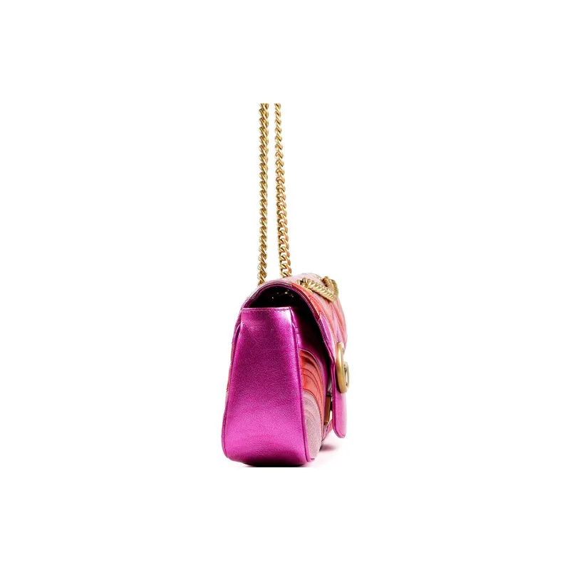 GUCCI Marmont Cow Leather Shoulder Bag Small Size Women's Purple Multicolor-6