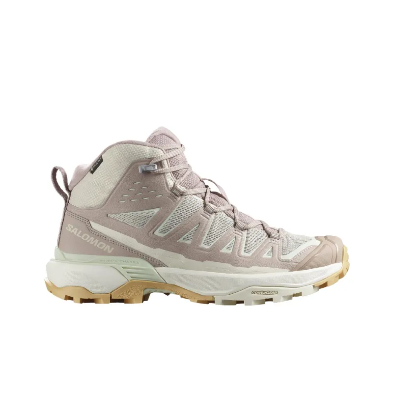 SALOMON X ULTRA 360 Water-Resistant Mid-Top Hiking Shoes Unisex Pink Gray Green-1