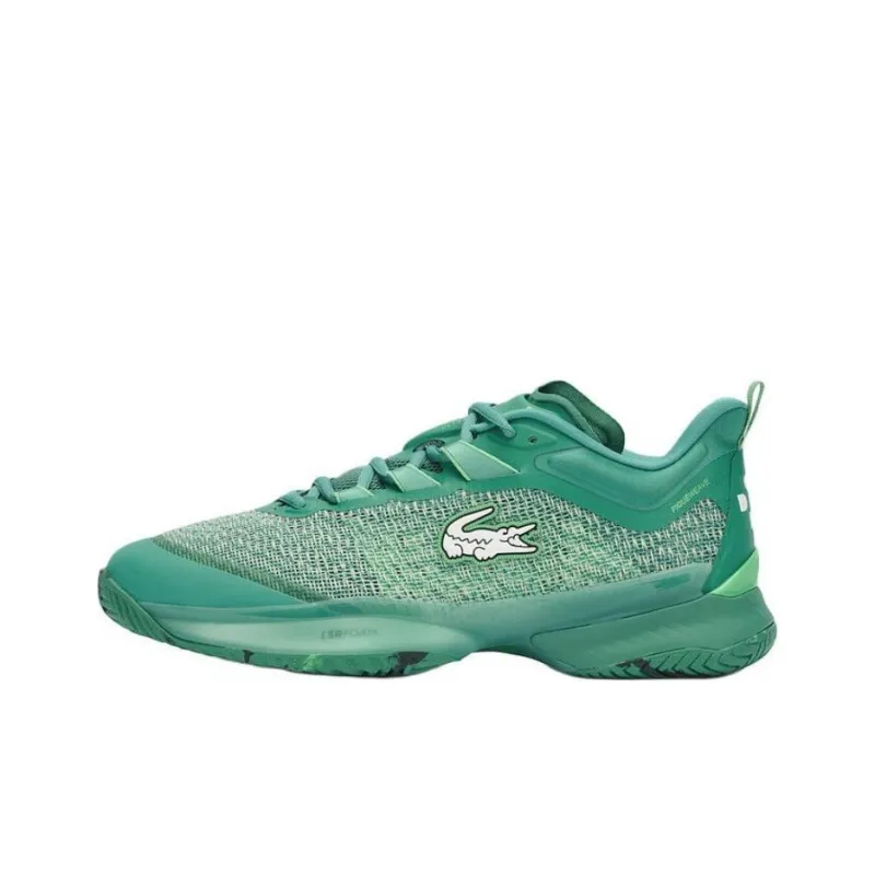 LACOSTE Abrasion Resistant Support Breathable Rebound Low Top Tennis Shoes Men's Green-0