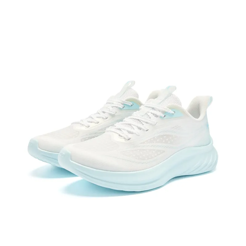 QIAODAN Cushioned Slip Resistant Abrasion Resistant Low Top Casual Running Shoes Women's White Blue-3