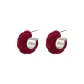 Athena Red Velvet Hoop Earrings, Trumpets