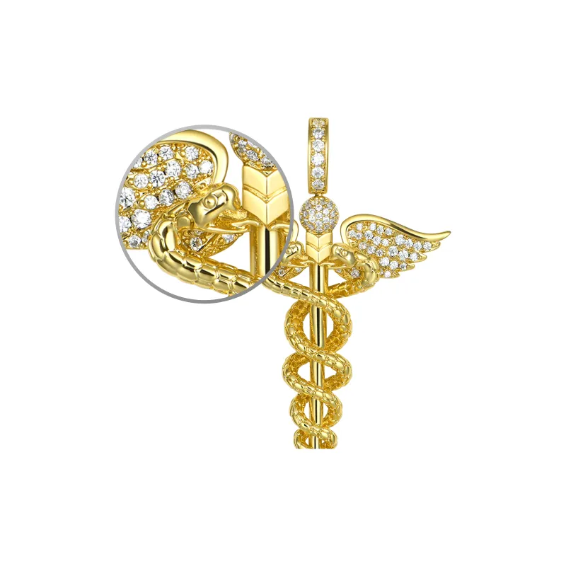 APORRO Full Rhinestone Embellished Wings Pendant Necklaces Unisex 18K White Gold Plated/18K Gold-5