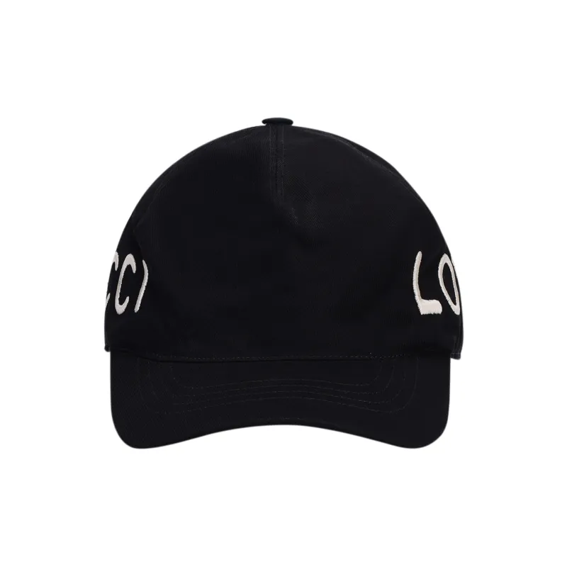 GUCCI Embroidered Canvas Baseball Hat Black Women's M