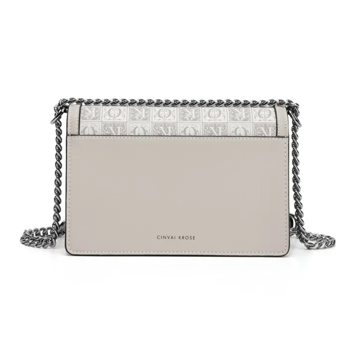 Simvay Clos PVC And Synthetic Leather Shoulder Bag Crossbody Bag Shoulder Bag Small Size Women's Gray Print/Black Print-3