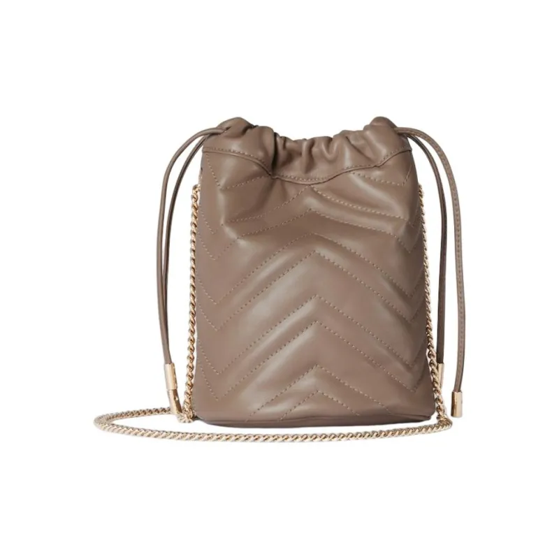 GUCCI GG Marmont Leather Bucket Bags Shoulder Bags Mini Women's Taupe-3