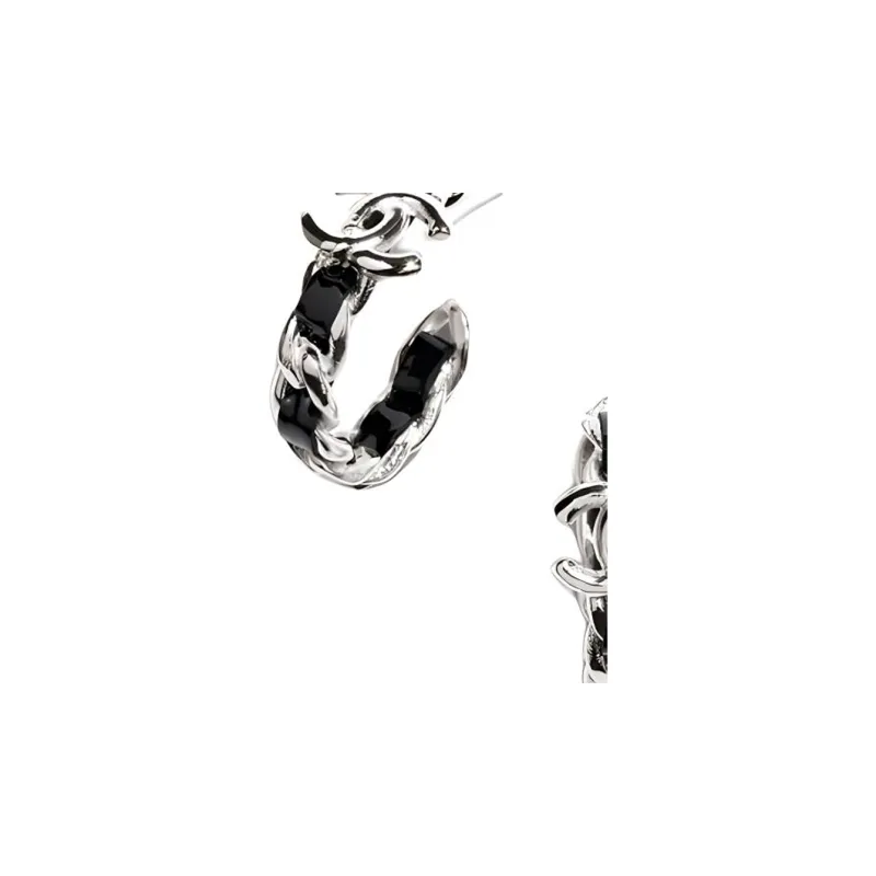 CHANEL Metal Earrings Women's Black-2