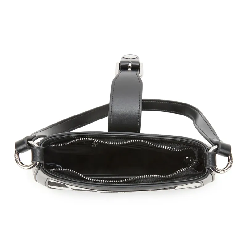 Hotwind Fabric Shoulder Bag Small Size Women's Black Beige-3